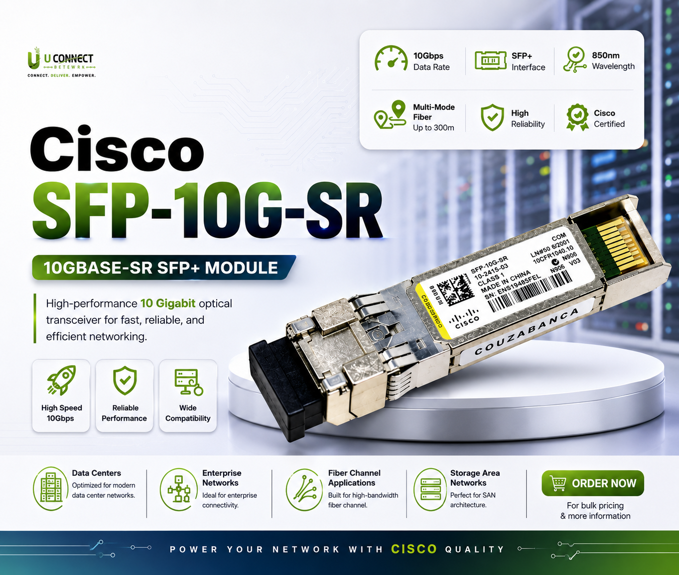 Cisco SFP-10G-SR 10GBASE-SR SFP+ Module
