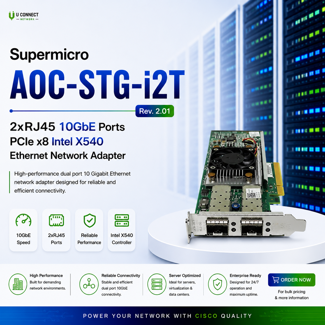 Broadcom BCM957810A1006G Dual Port 10GbE SFP+ PCIe x8 Ethernet Adapter Card