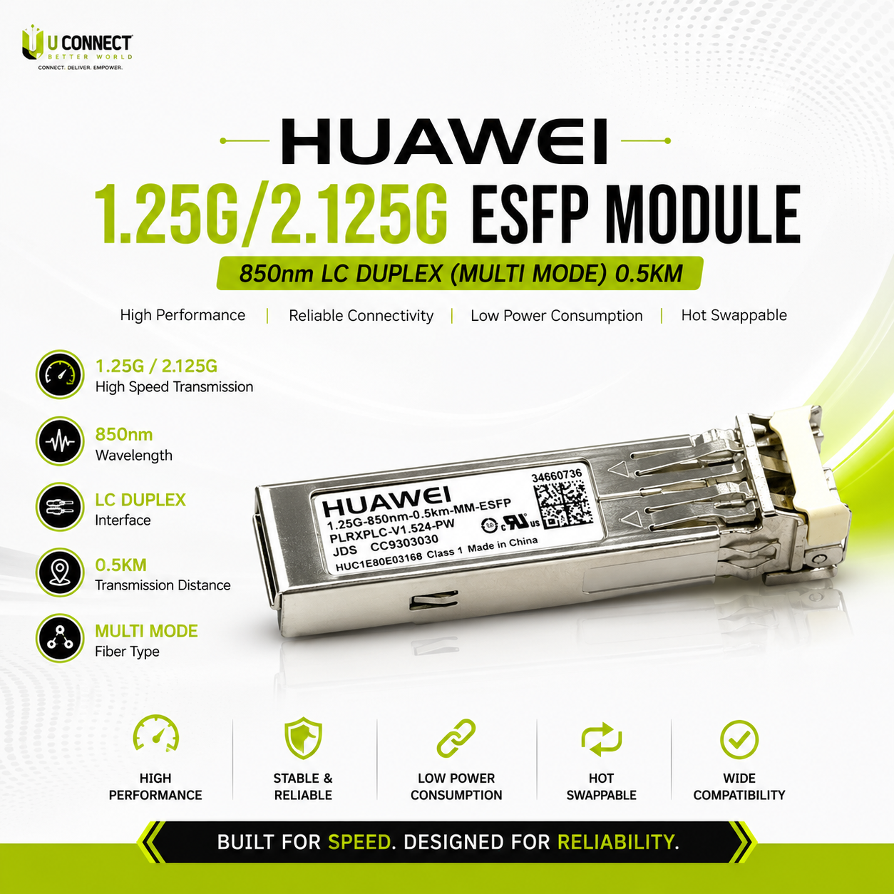 Huawei 1.25G/2.125G ESFP Module 850nm LC Duplex (Multi Mode) 0.5km