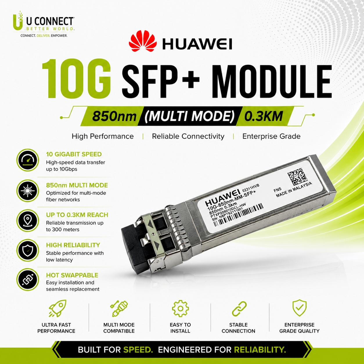 Huawei 10G SFP+ Module 850nm (Multi Mode) 0.3km