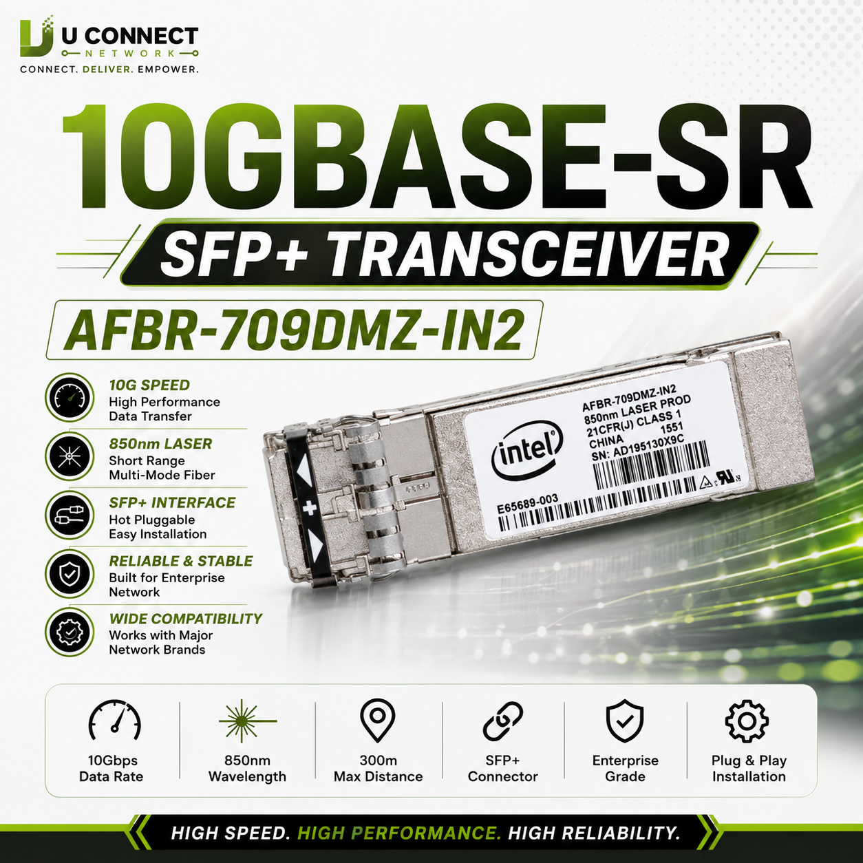 AFBR-709DMZ-IN2 10GBASE-SR SFP+ Transceiver