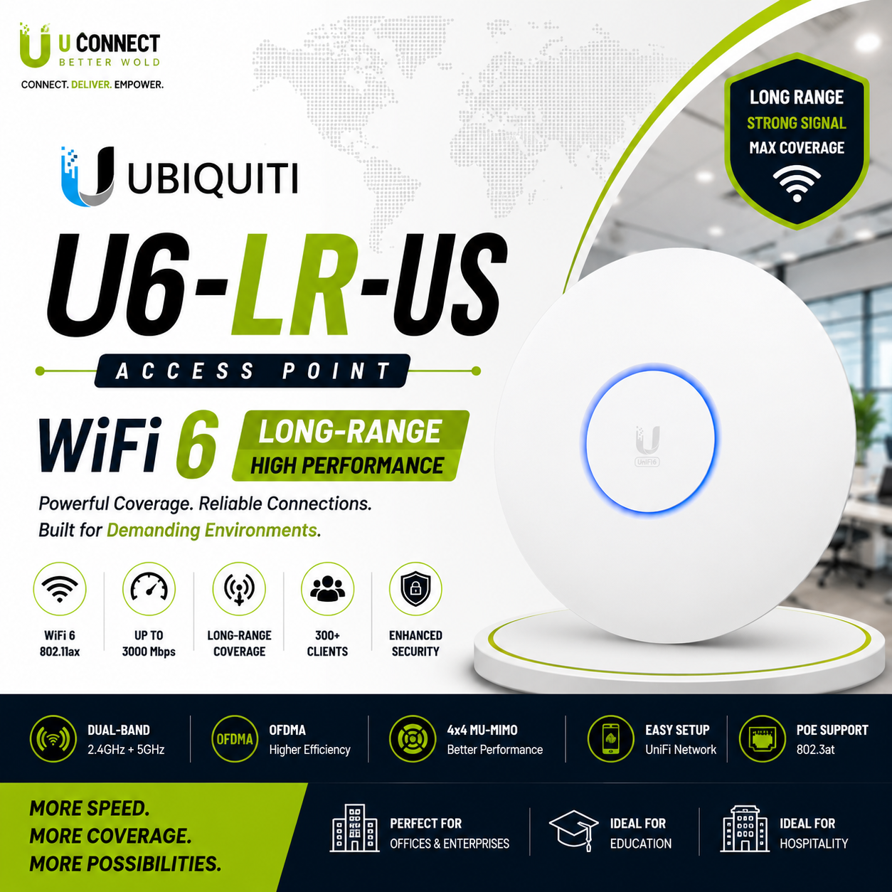 Ubiquiti U6-LR-US Access Point WiFi 6 Long-Range