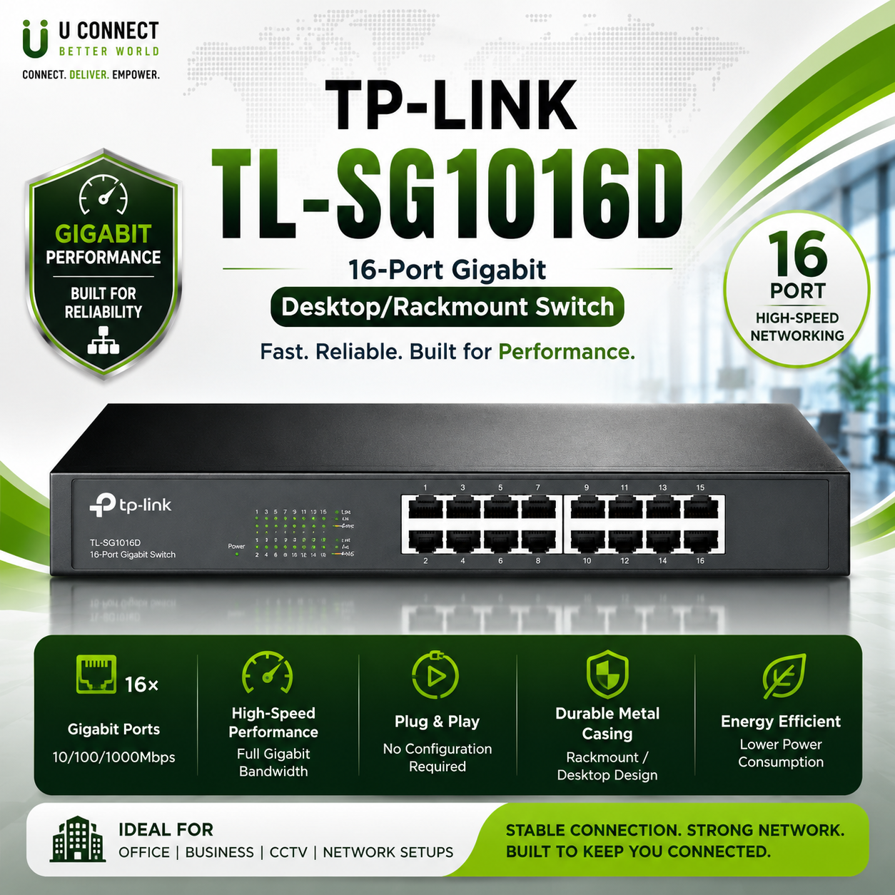 Tp-Link TL-SG1016D 16-Port Gigabit Desktop/Rackmount Switch