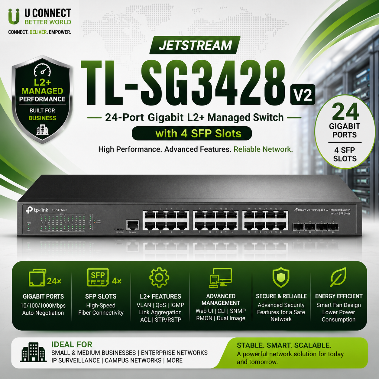 Tp-Link TL-SG3428 V2 JetStream 24-Port Gigabit L2+ Managed Switch with 4 SFP Slots