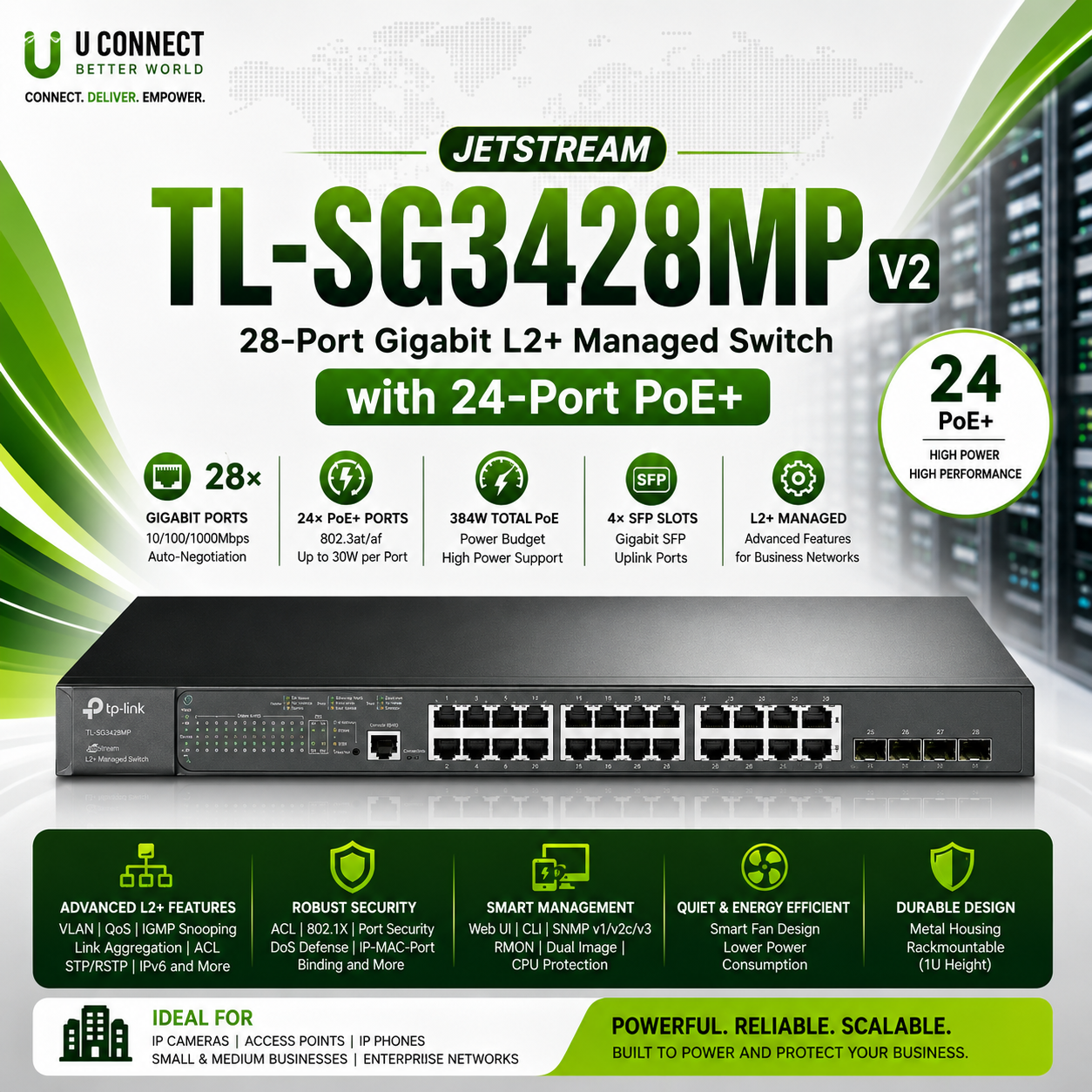 Tp-Link TL-SG3428MP V2 JetStream 28-Port Gigabit L2+ Managed Switch with 24-Port PoE+