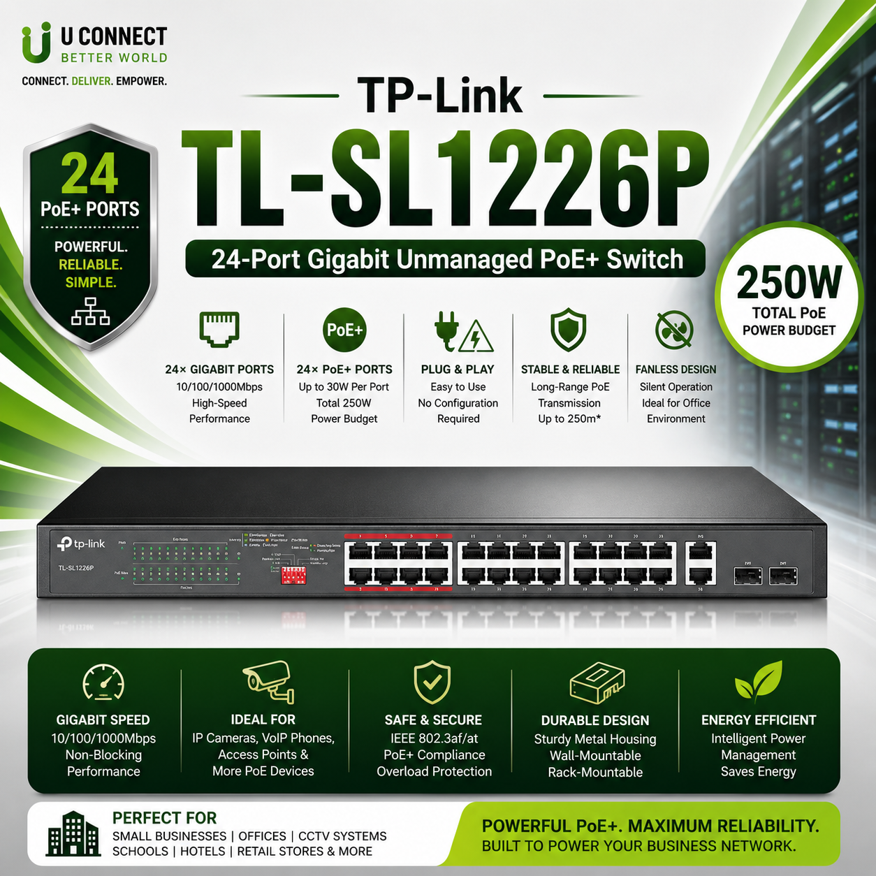 Tp-Link TL-SL1226P 24-Port Gigabit Unmanaged PoE+ Switch