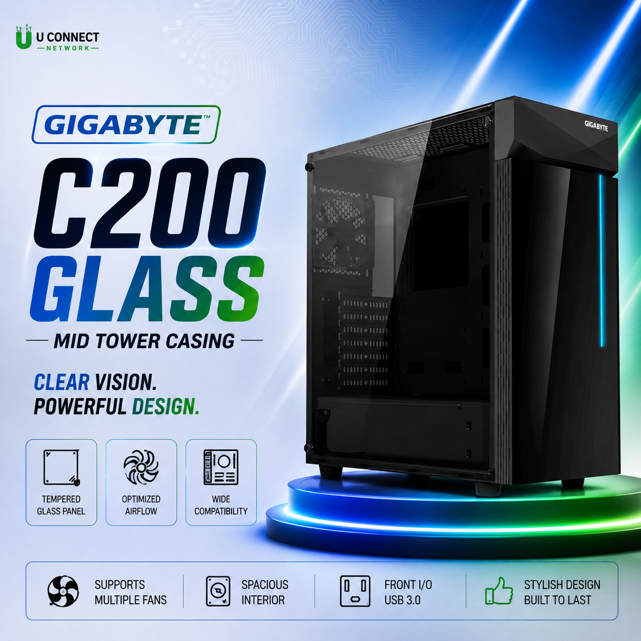 Gigabyte C200 Glass Mid Tower Casing