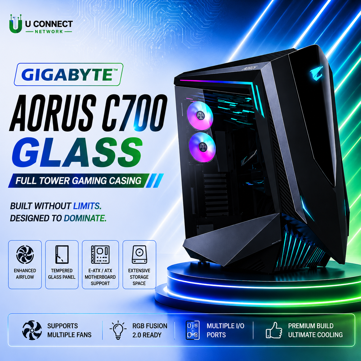 Gigabyte Aorus C700 Glass Full Tower Gaming Casing
